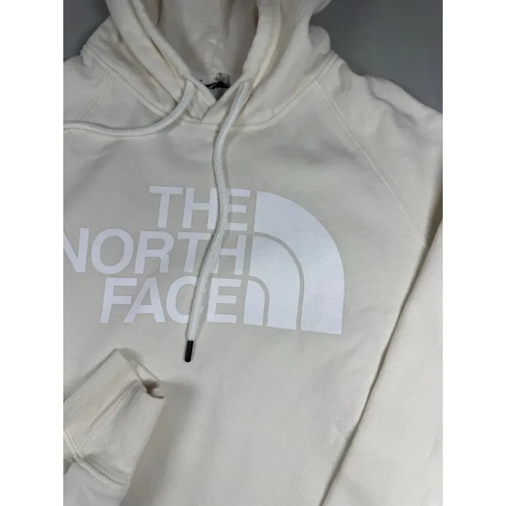 The North Face Hoodie Men’s Large Cream Pullover Sweatshirt Logo Fleece